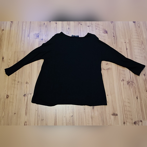 APT. 9 BRAND - LONG SLEEVE - BLACK WITH WHITE FLORAL BLOUSE - SIZE PL - Picture 3 of 5